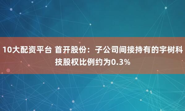10大配资平台 首开股份：子公司间接持有的宇树科技股权比例约为0.3%
